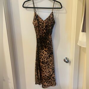 Forever 21 Brown and Black Cheeteh Print Midi Dress